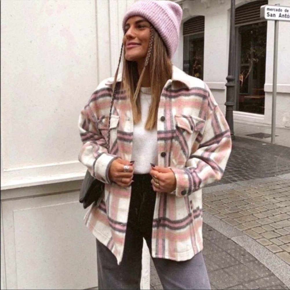 Zara pink plaid shacket